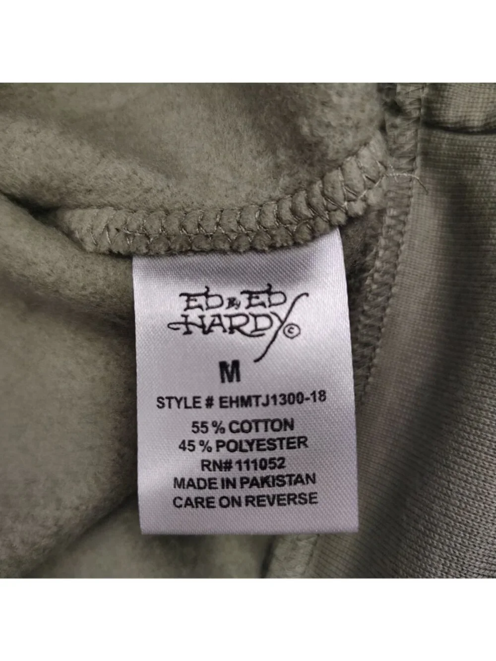 NEW Ed Hardy Death Before Dishonor Hoodie Mens M Olive Green Tattoo Skull - Picture 5 of 12